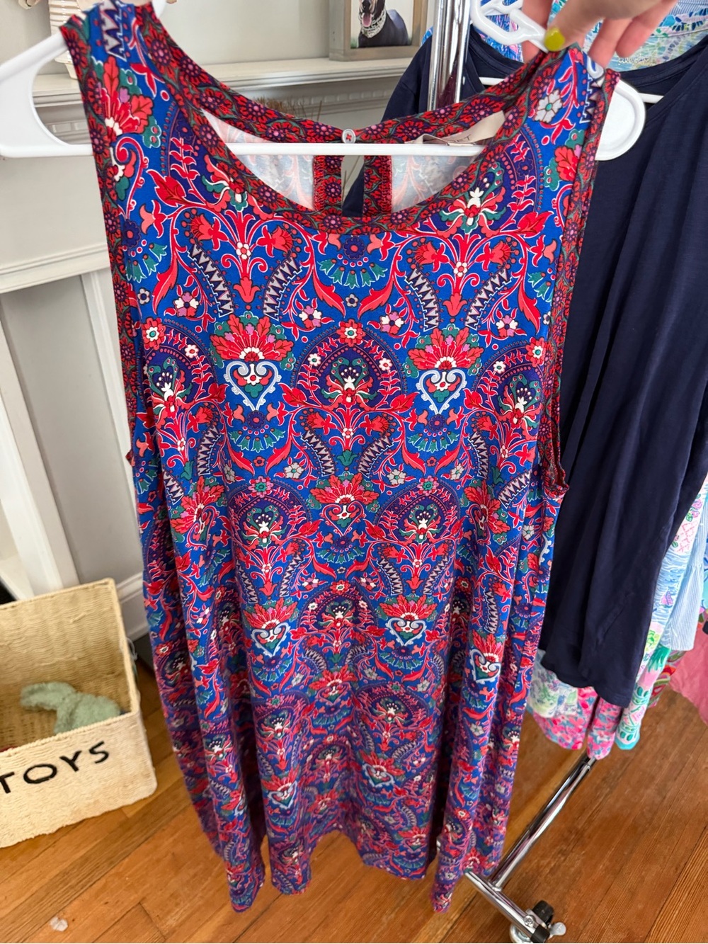 LOFT Multicolor Floral Paisley Tank Dress - Red, Blue, Pink